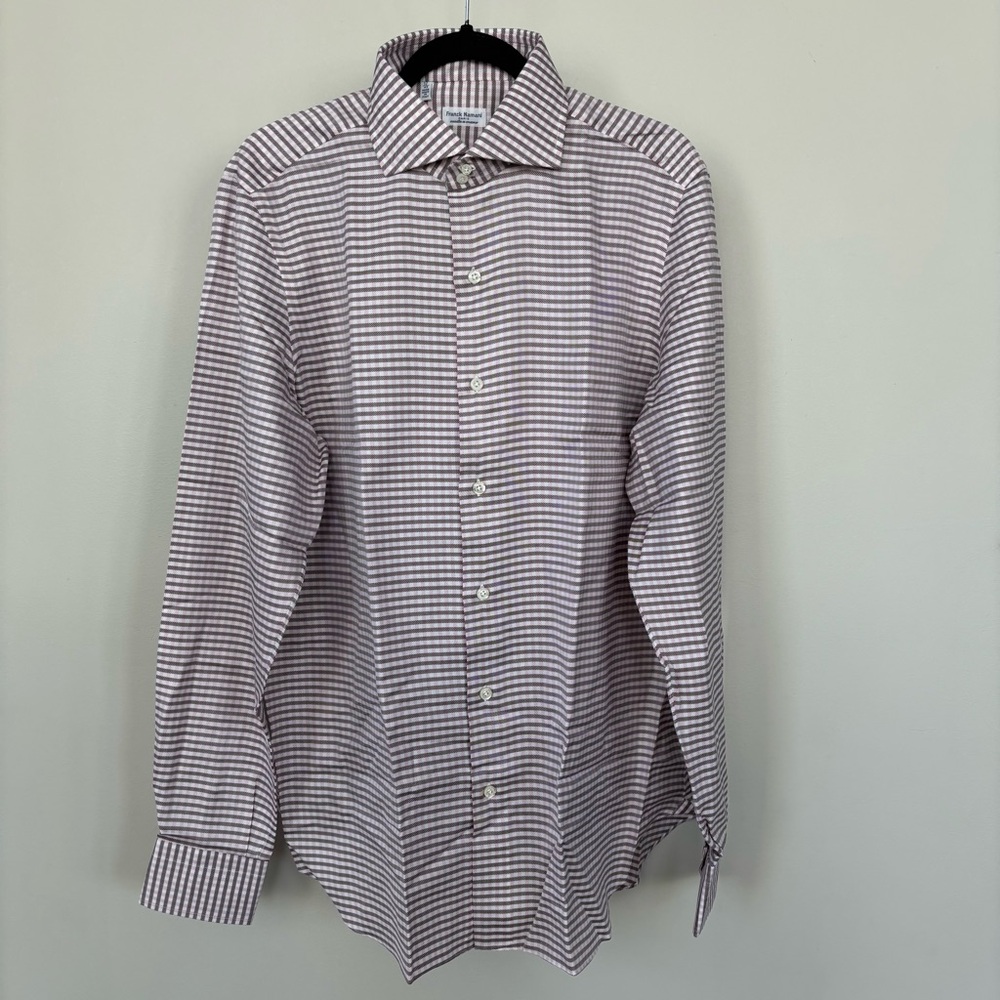 Franck Namani Checkered Button Down Long Sleeve‎ Shirt Size 17/43 NWT